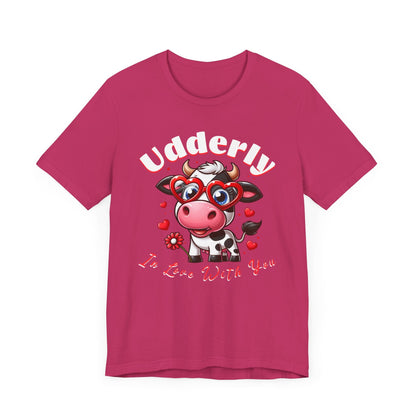 Udderly in love with you, cow shirt, cow valentine shirt, in love shirt, gift for her, gift for him, unisex tee, valentine shirt, funny shir - VICIOUSLY CRUNK MERCH